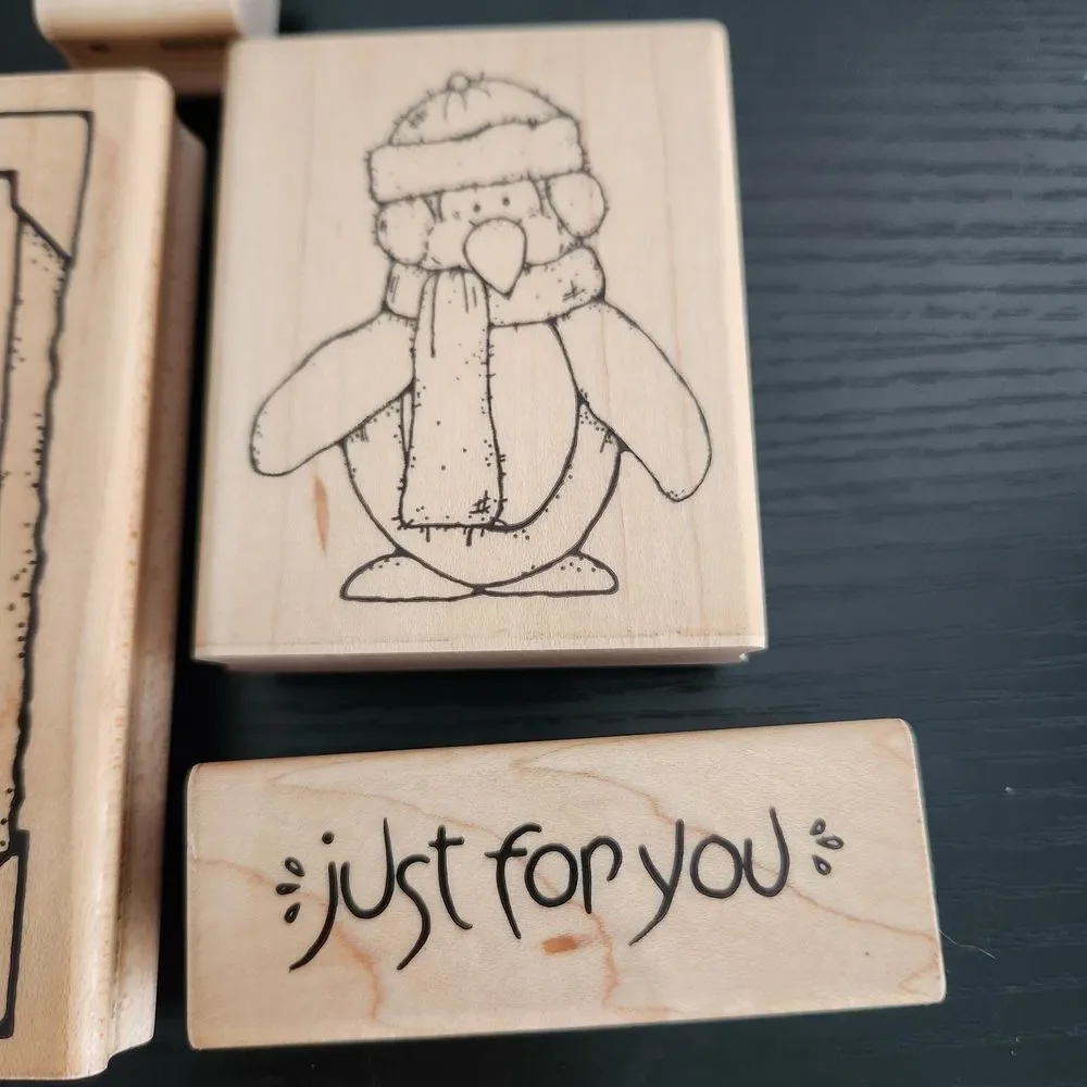 D.O.T.S Wooden Block Stamp Set 4 Stamps Various Designs